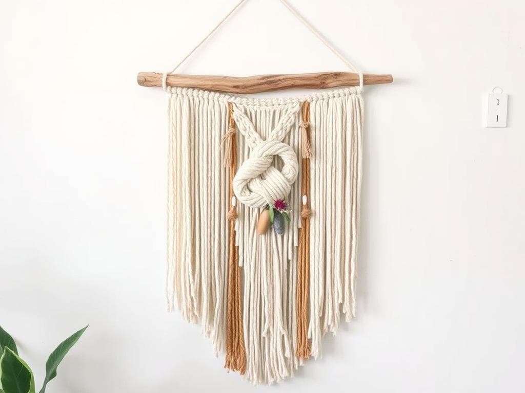 DIY wall hanging made from natural materials and yarn DIY wall hanging made from natural materials and yarn