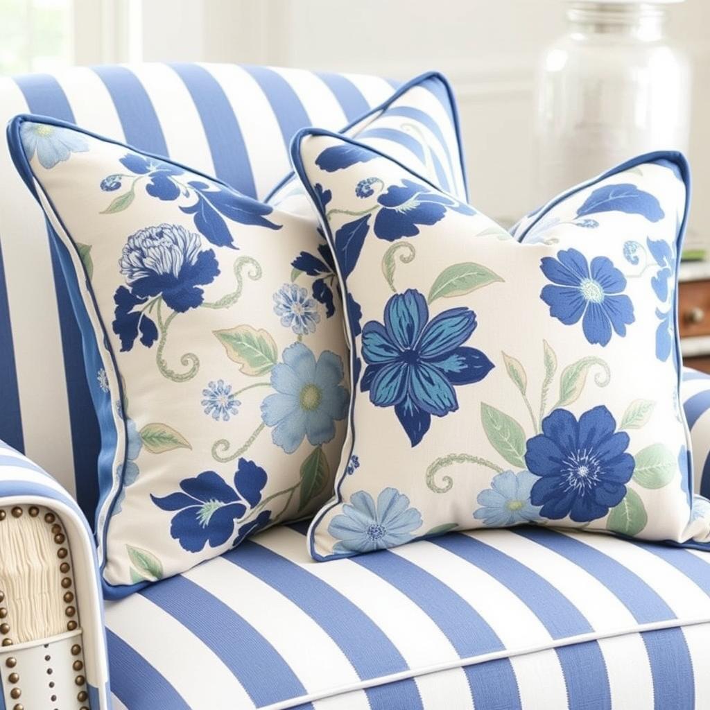 Example of striped and floral patterns that work well together Example of striped and floral patterns that work well together