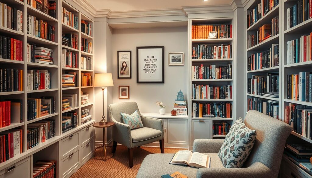 Personalized reading nook reflecting the owner's style and reading habits