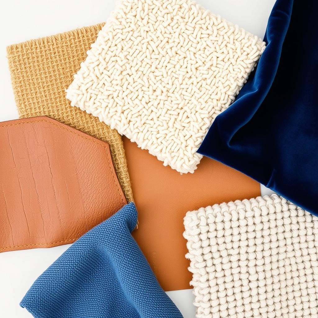 Various textured fabrics that add depth to a pattern mix without competing visually Various textured fabrics that add depth to a pattern mix without competing visually